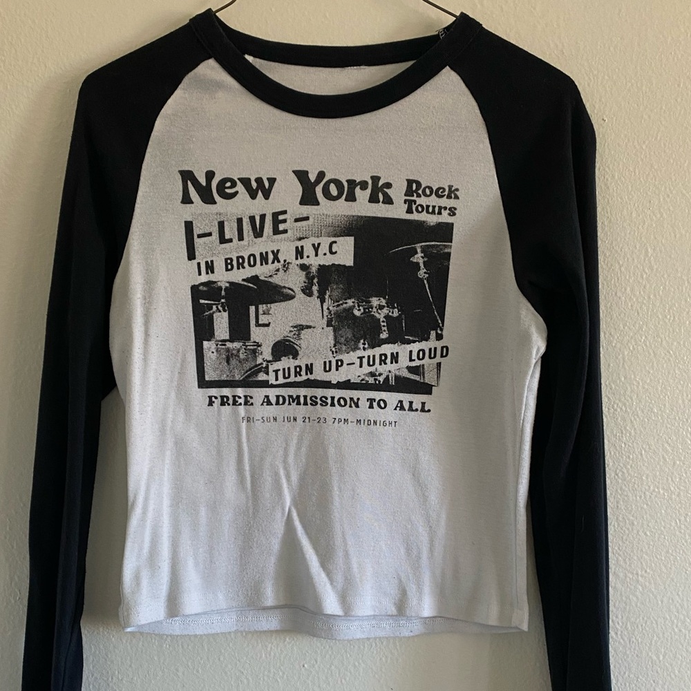 Cropped Baseball T Black/White S